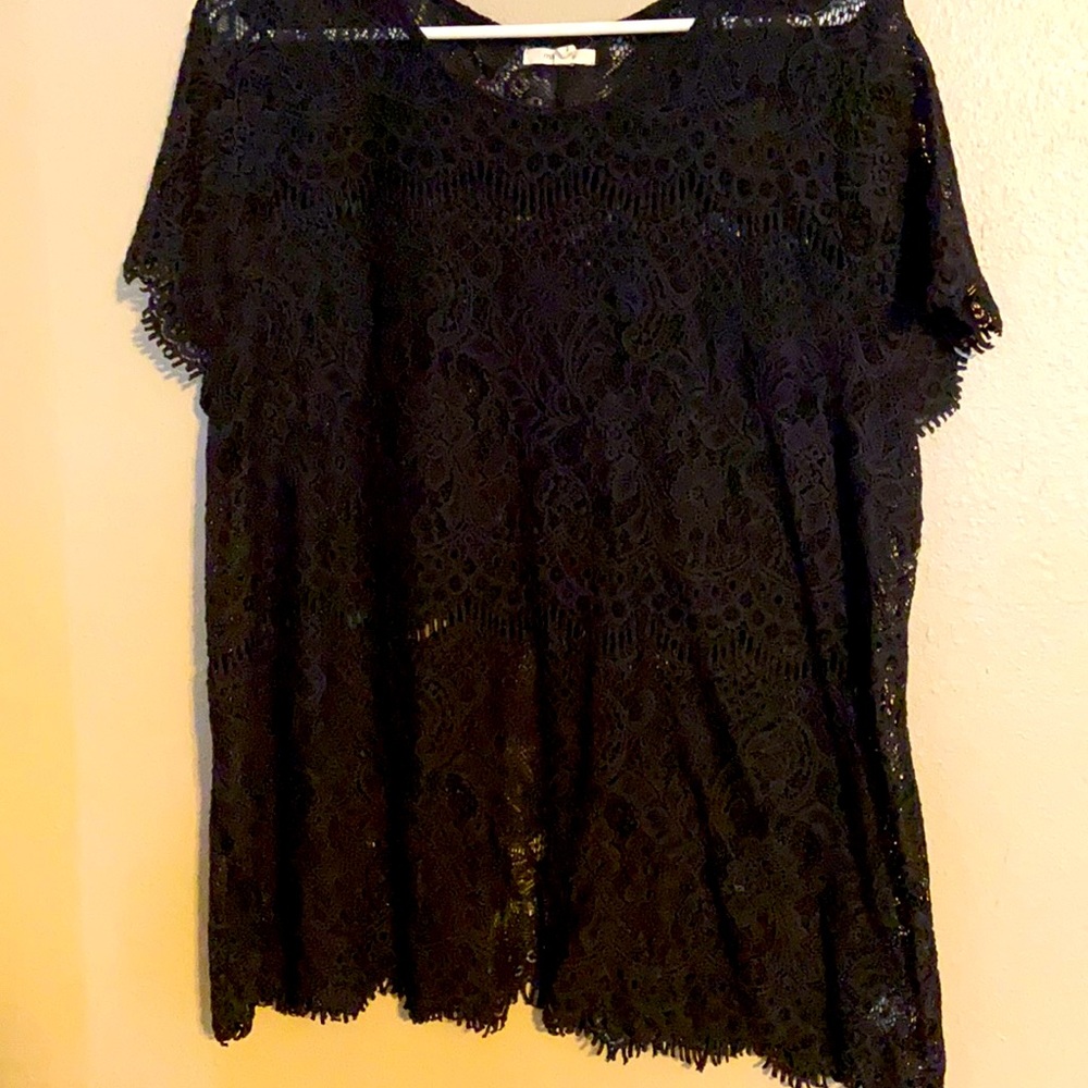 Black lace maurices top fit and flare size 2